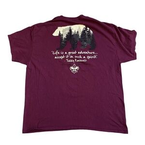 Boy Scouts of America Dark Burgundy Graphic Tee Bear Roosevelt Quote Men's XL